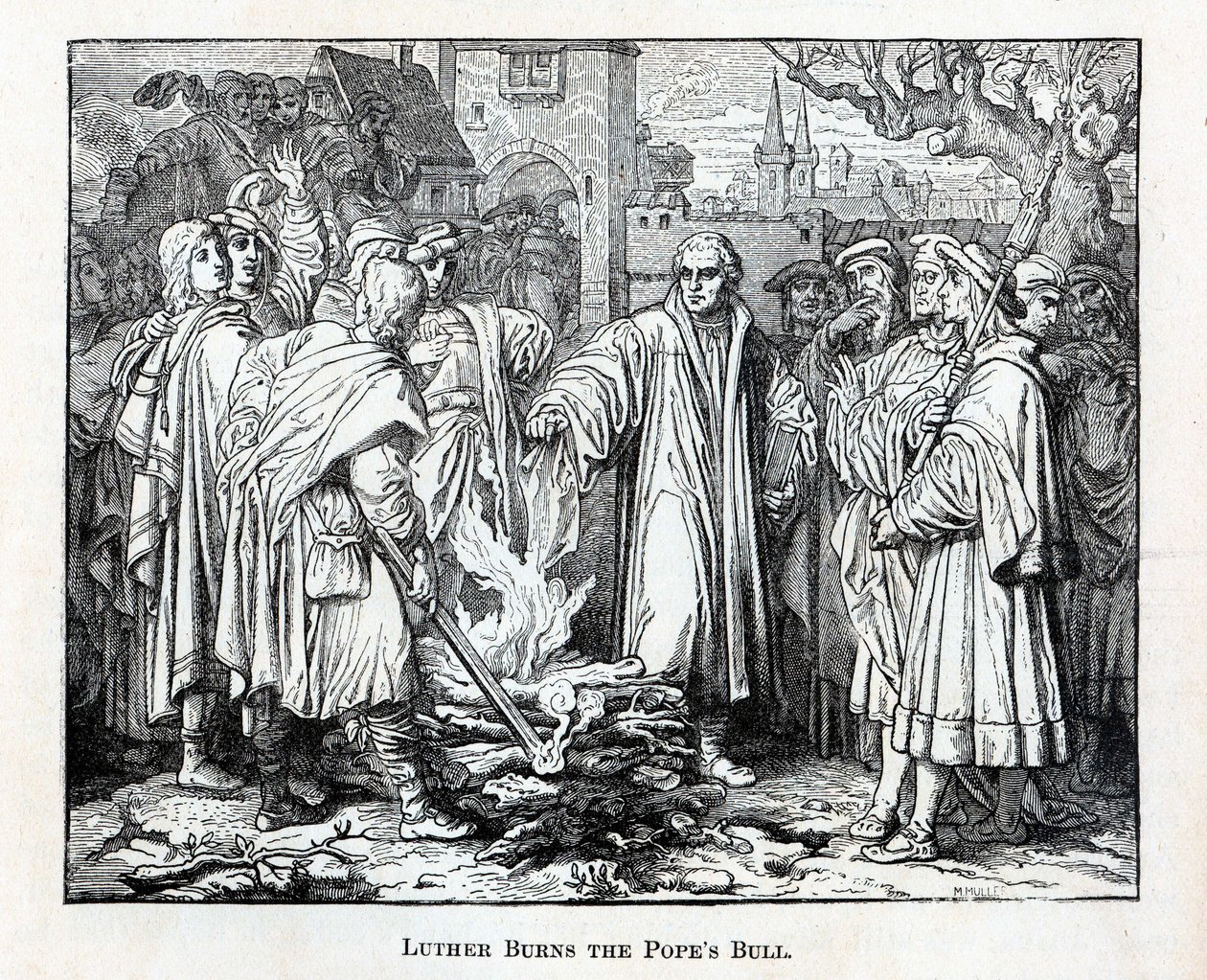 Luther Burns the Popes Bull, 1882 od Unbekannt