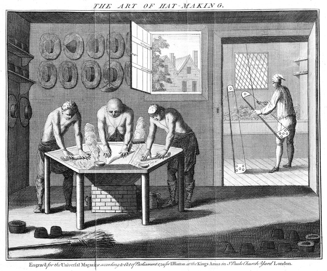 Výroba bobřích klobouků, 1750 od Unbekannt