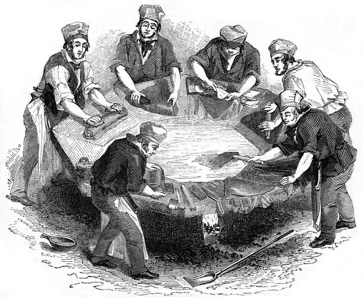 Výroba bobřích klobouků, 1841 od Unbekannt