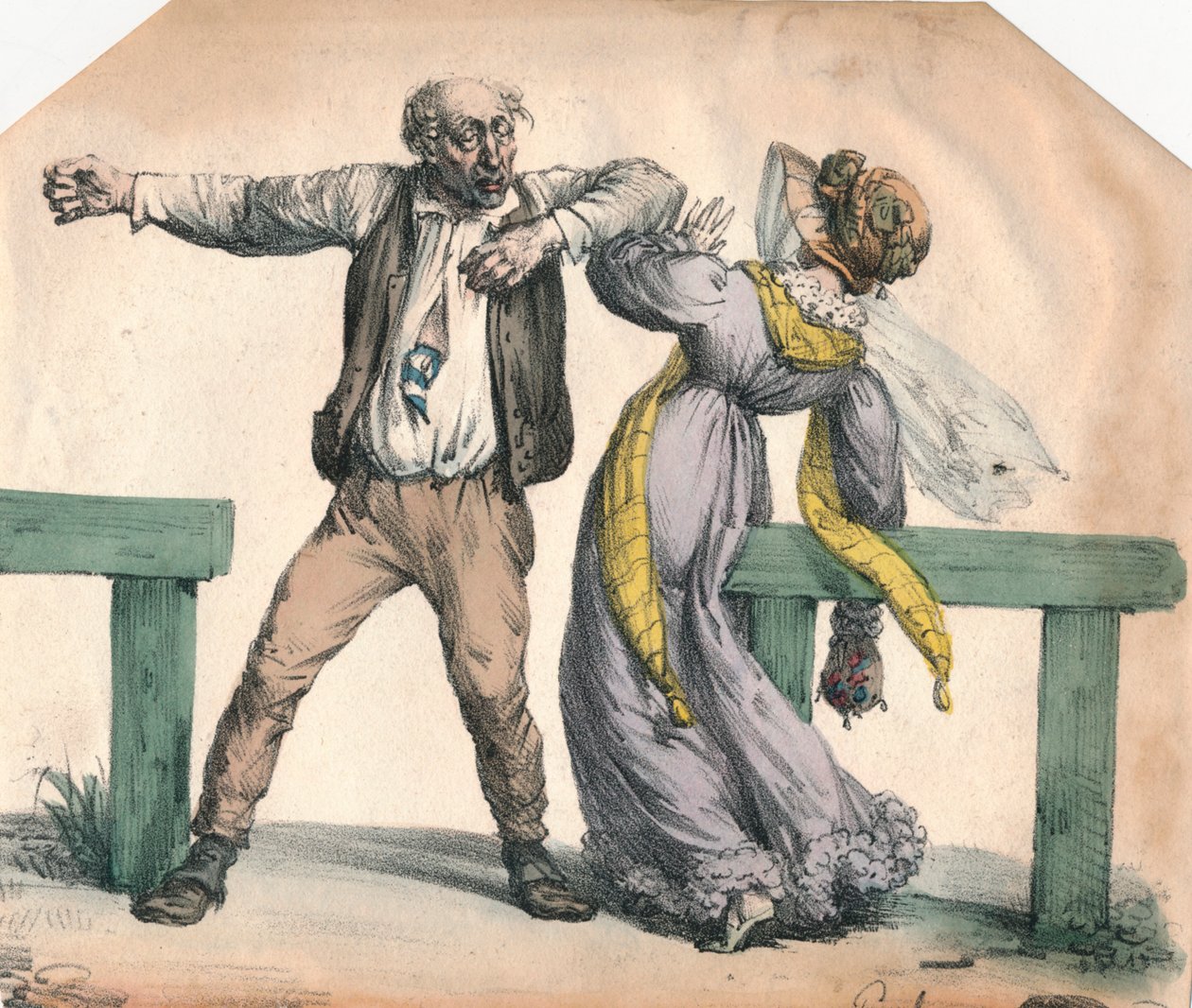 Muž útočící na ženu, 1855. od Unbekannt