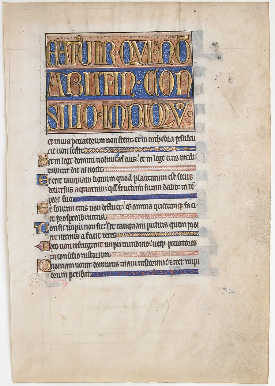 Rukopisný list z královského žaltáře, Britové, 1250-70. od Unbekannt