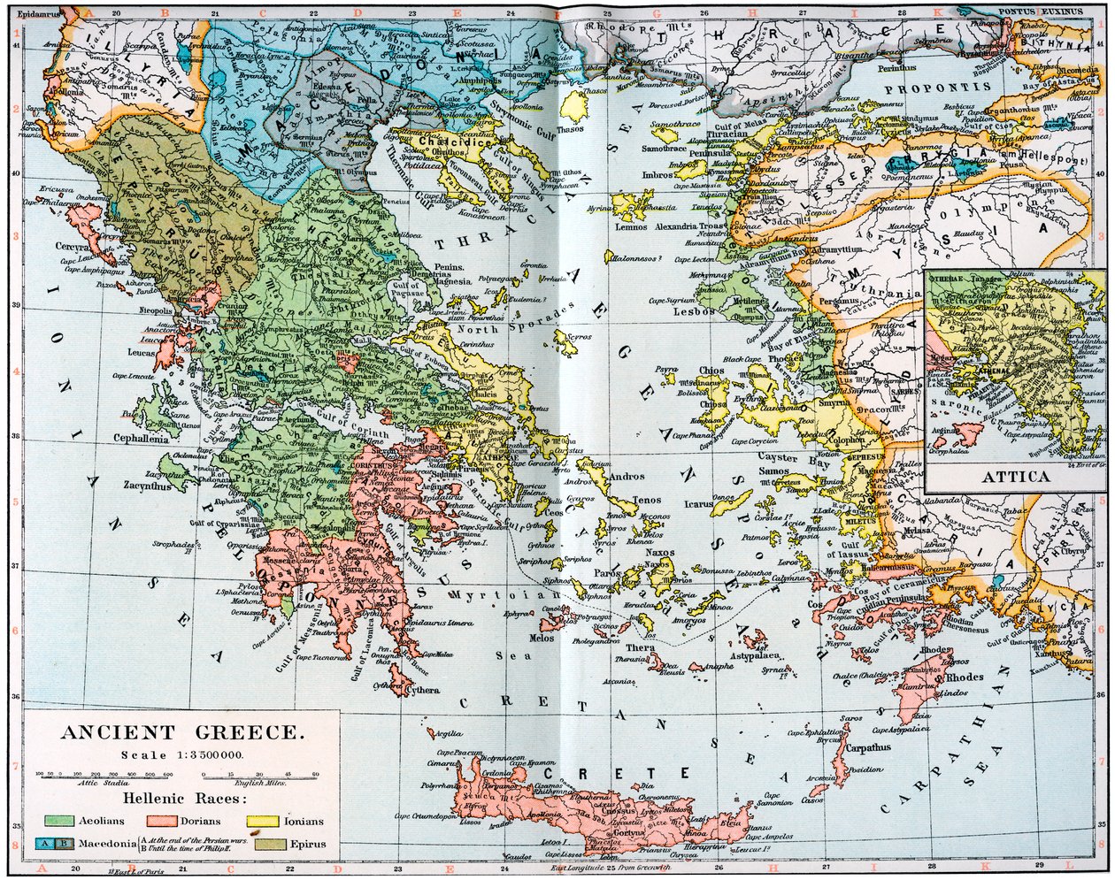 Mapa starověkého Řecka, 1902 od Unbekannt