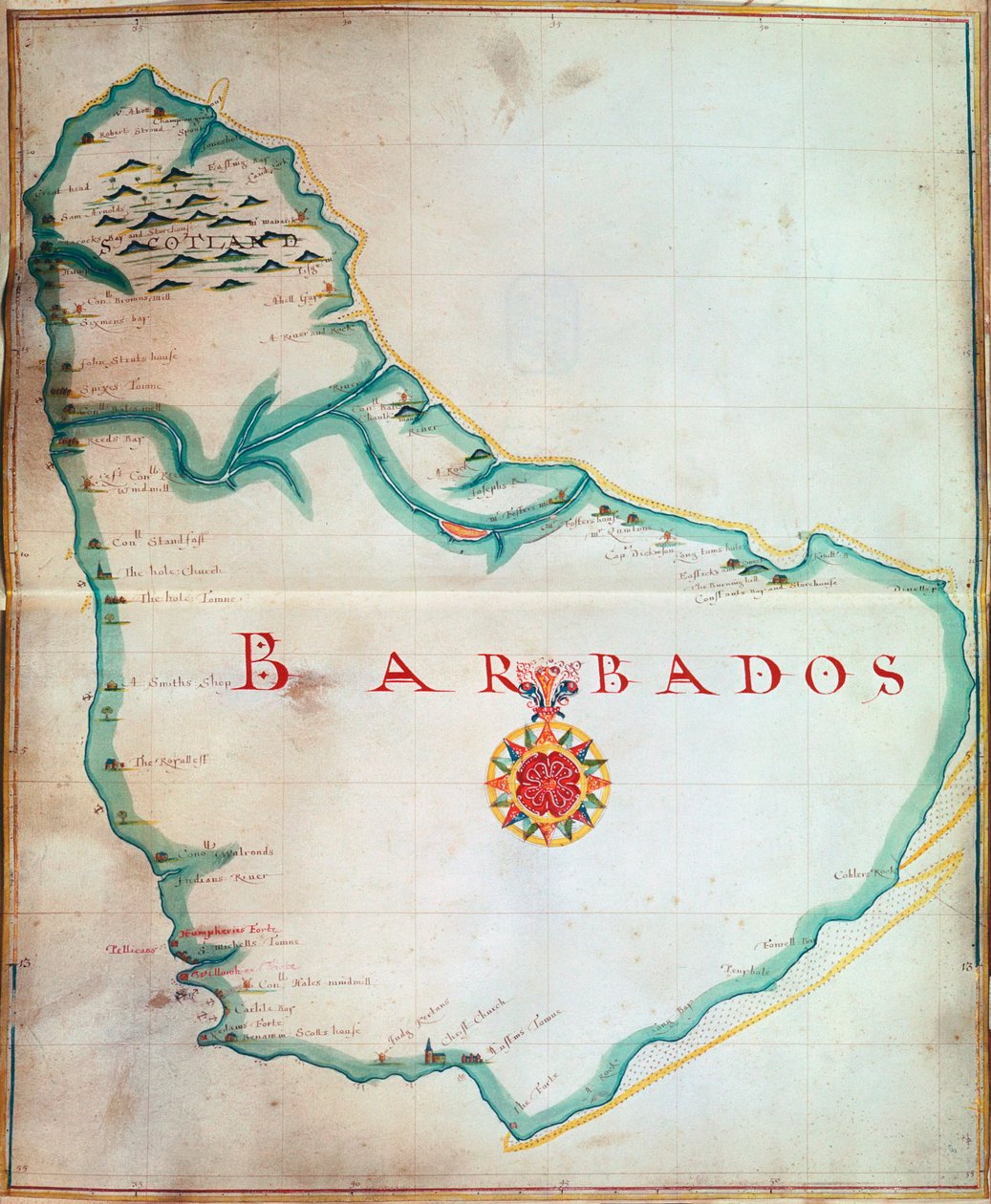 Mapa Barbadosu, 1683 od Unbekannt