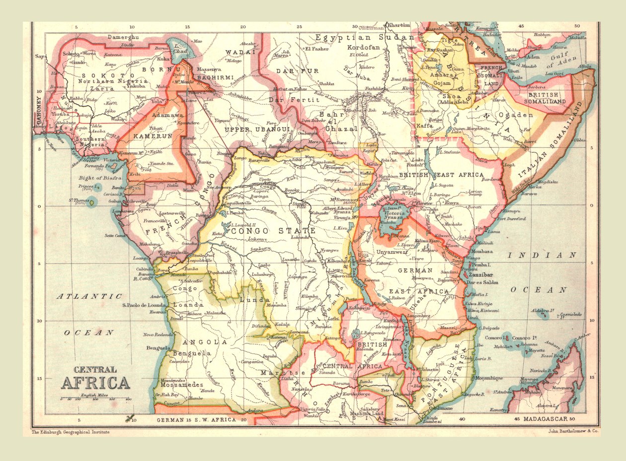 Mapa střední Afriky, 1902. od Unbekannt