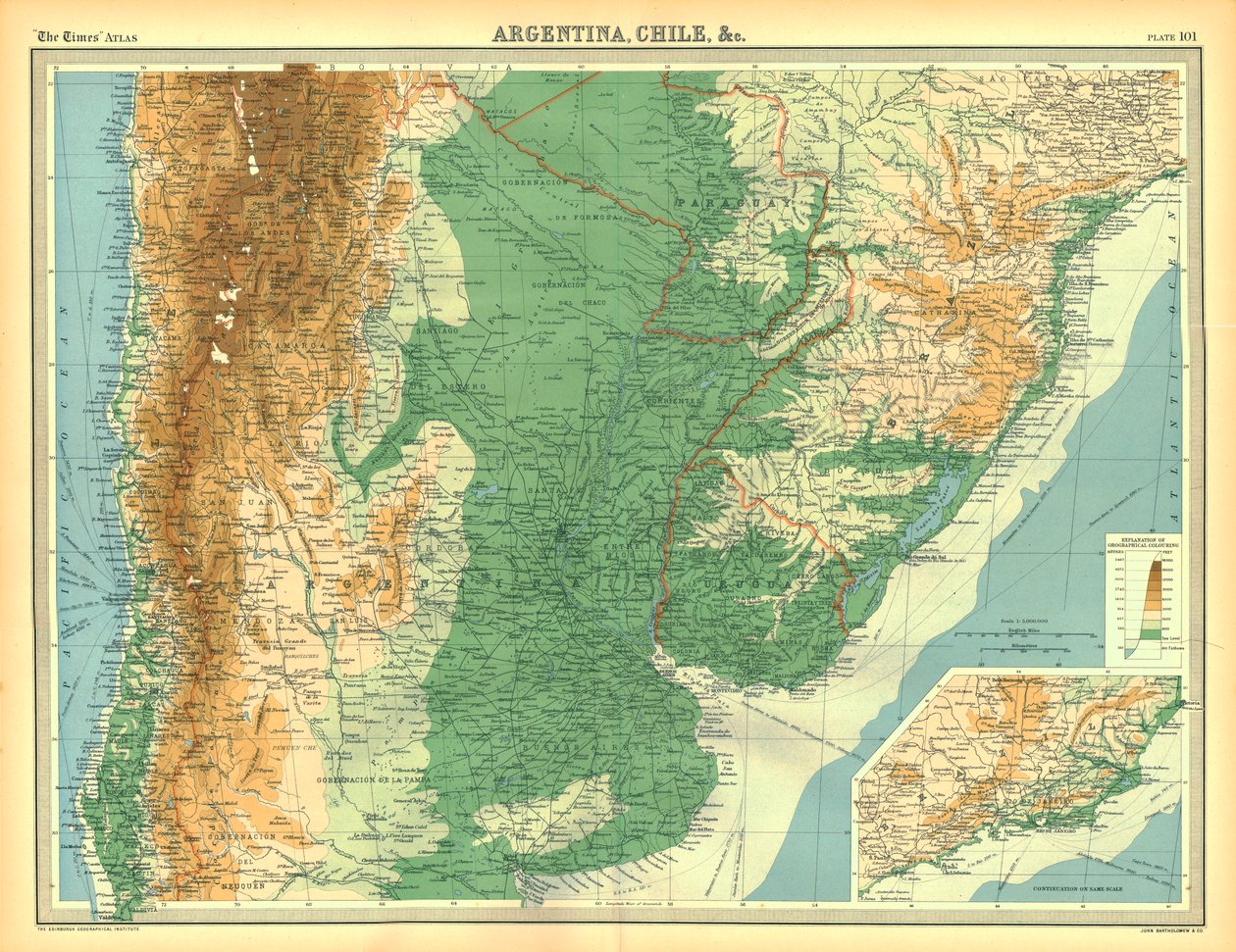 Mapa Chile, Argentiny atd od Unbekannt