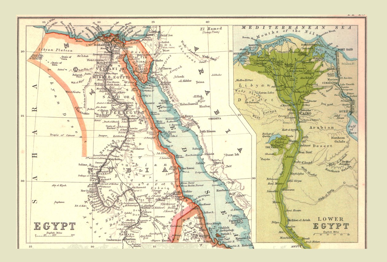 Mapa Egypta, 1902. od Unbekannt