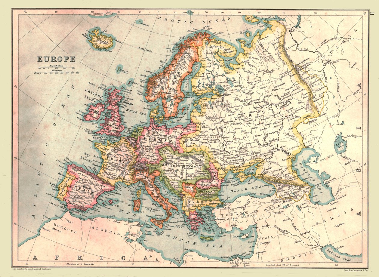Mapa Evropy, 1902. od Unbekannt