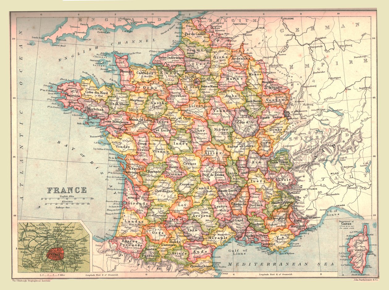 Mapa Francie, 1902. od Unbekannt