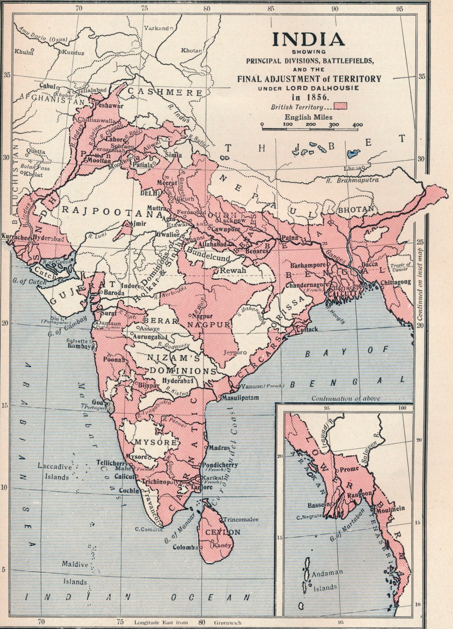 Mapa Indie v roce 1856 1906. od Unbekannt