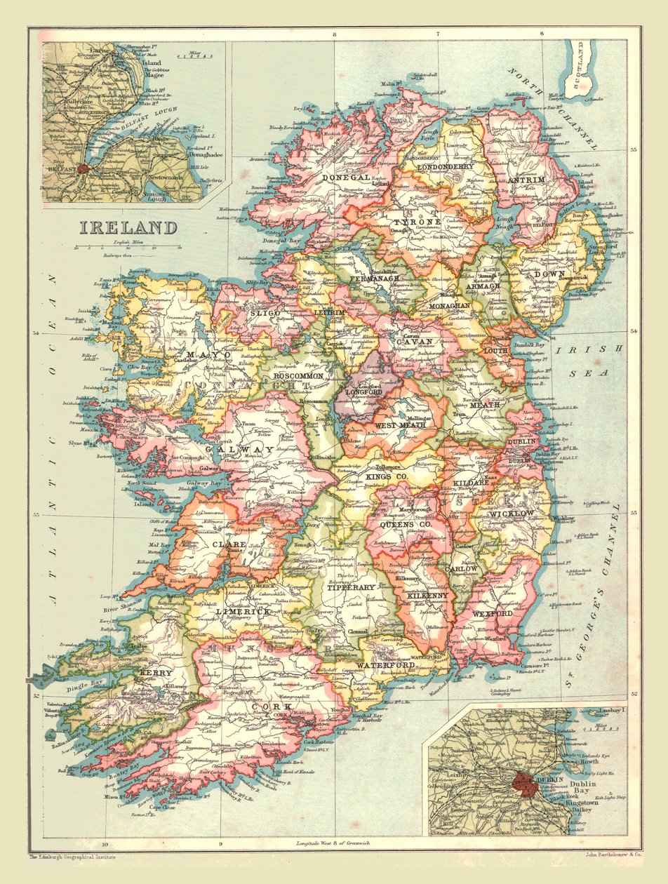 Mapa Irska, 1902. od Unbekannt