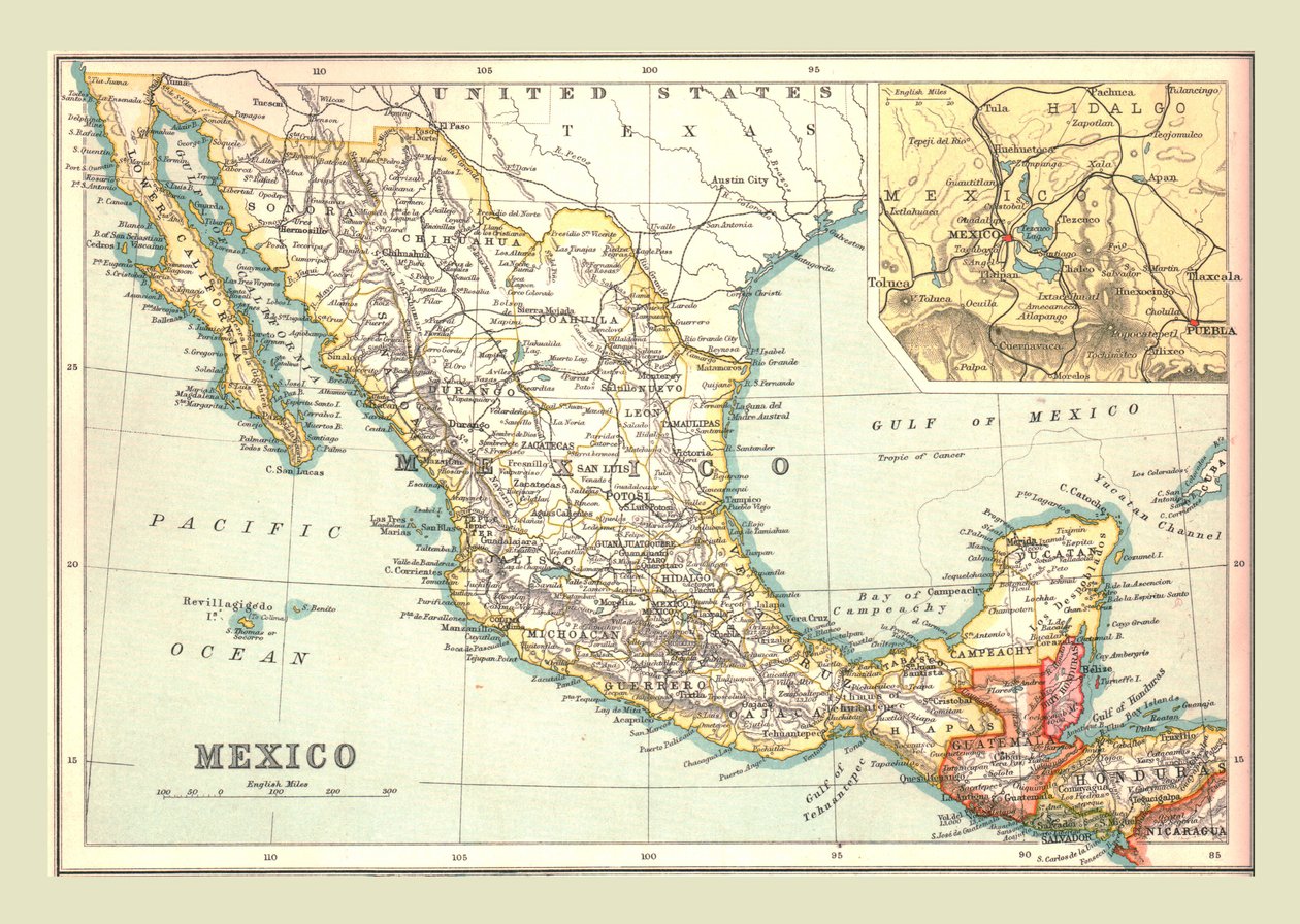 Mapa Mexika, 1902. od Unbekannt