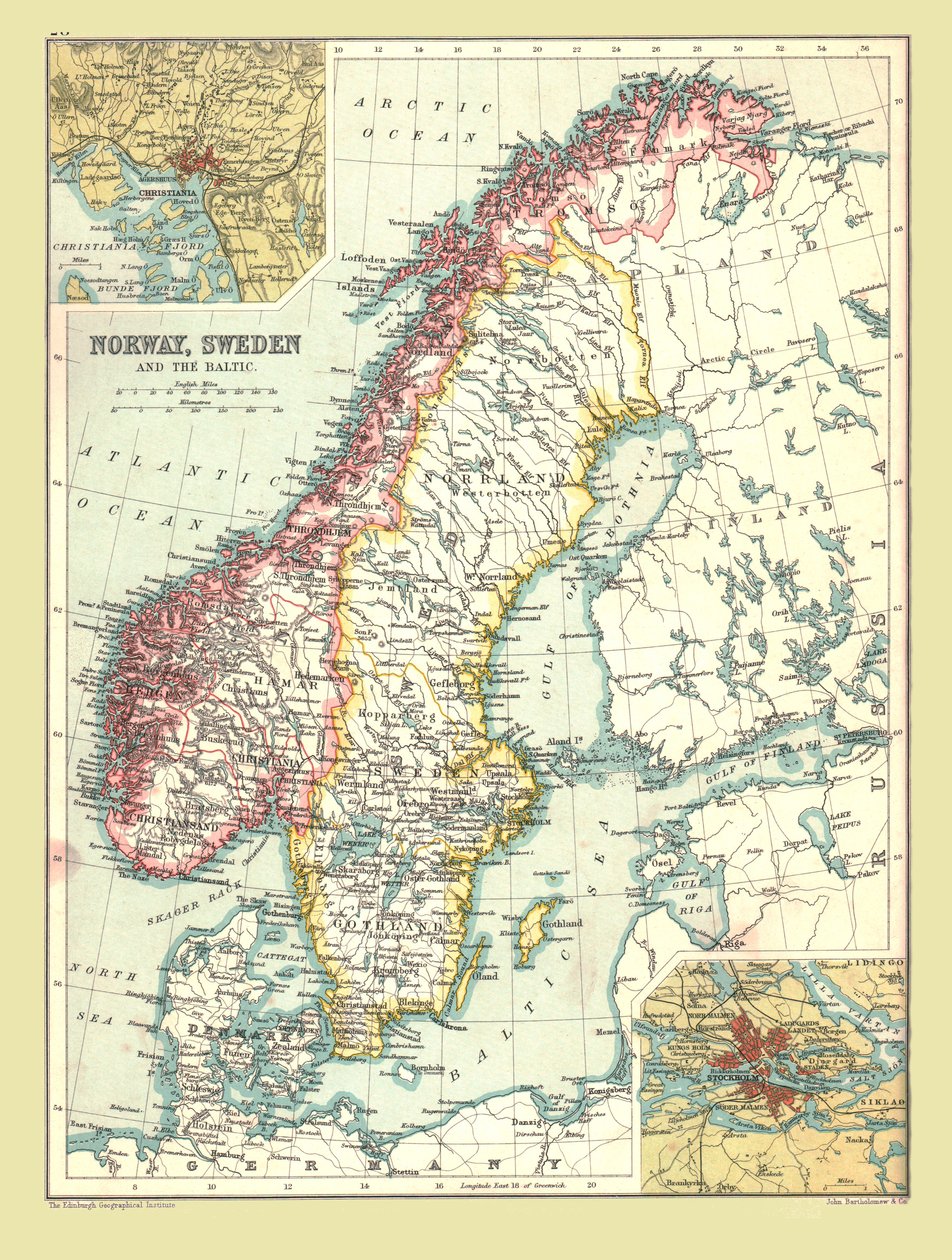 Mapa Norska a Švédska, 1902. od Unbekannt