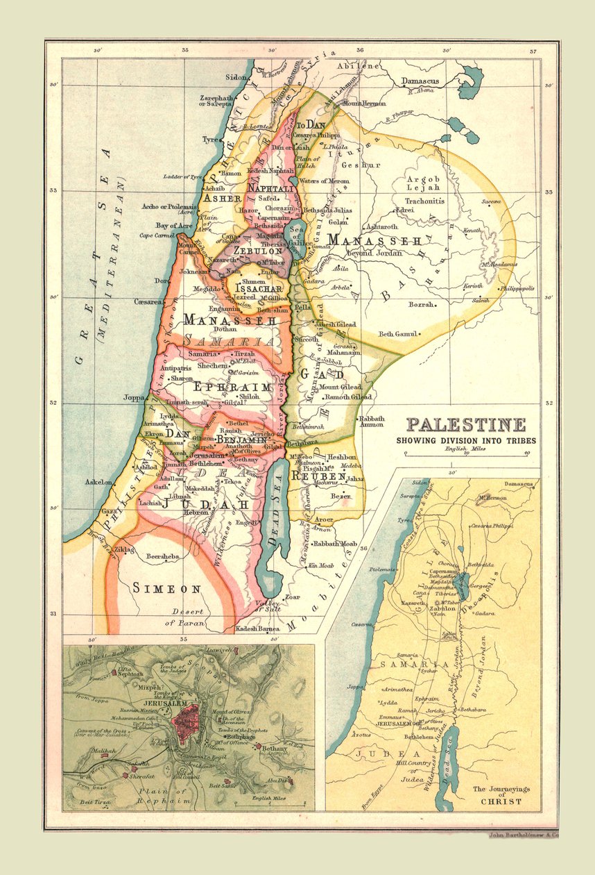 Mapa Palestiny, zobrazující rozdělení na kmeny, 1902. od Unbekannt