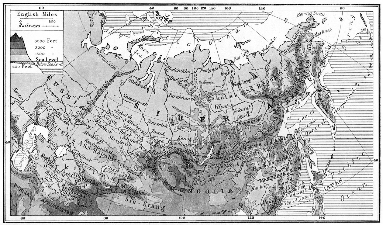 Mapa Sibiře, c1923 od Unbekannt