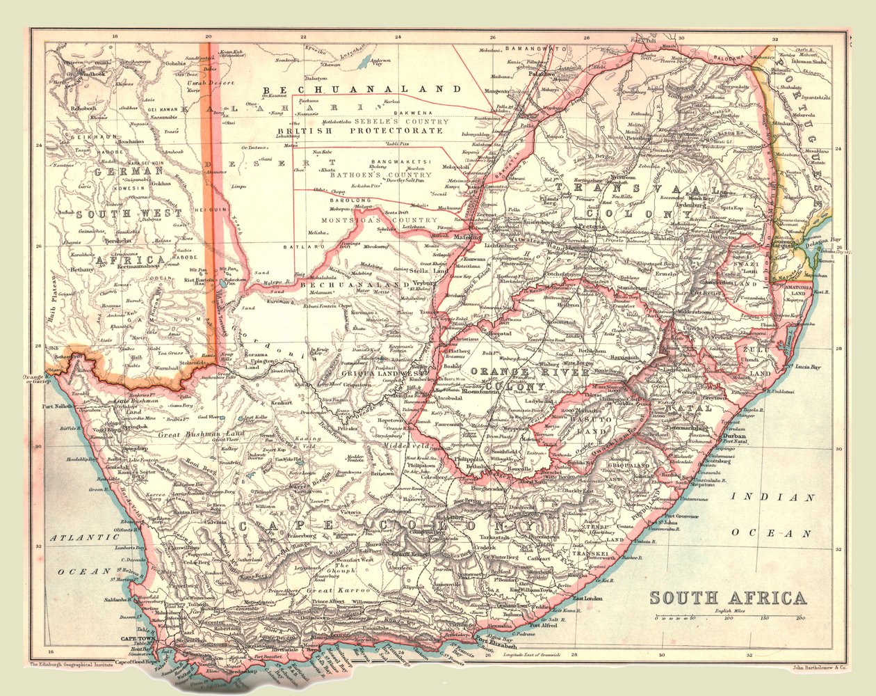 Mapa Jižní Afriky, 1902. od Unbekannt
