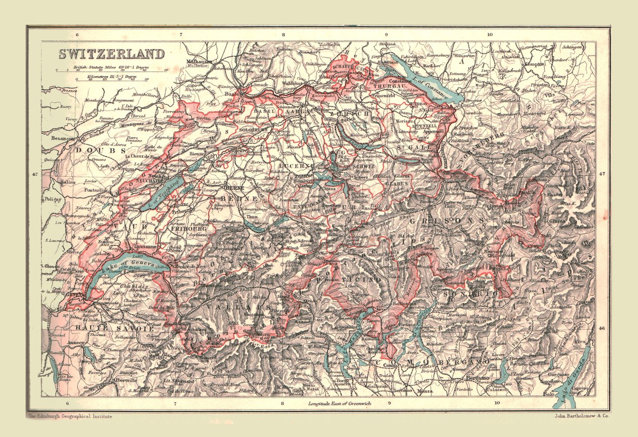 Mapa Švýcarska, 1902. od Unbekannt
