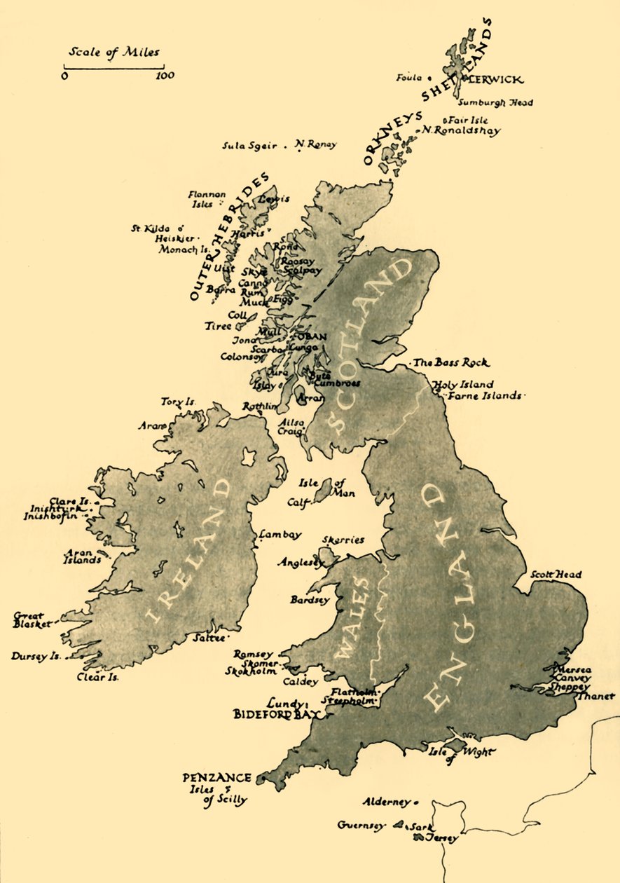 Mapa Britských ostrovů, 1946. od Unbekannt