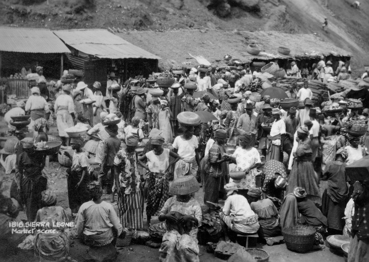 Trhová scéna, Sierra Leone, 20. století od Unbekannt
