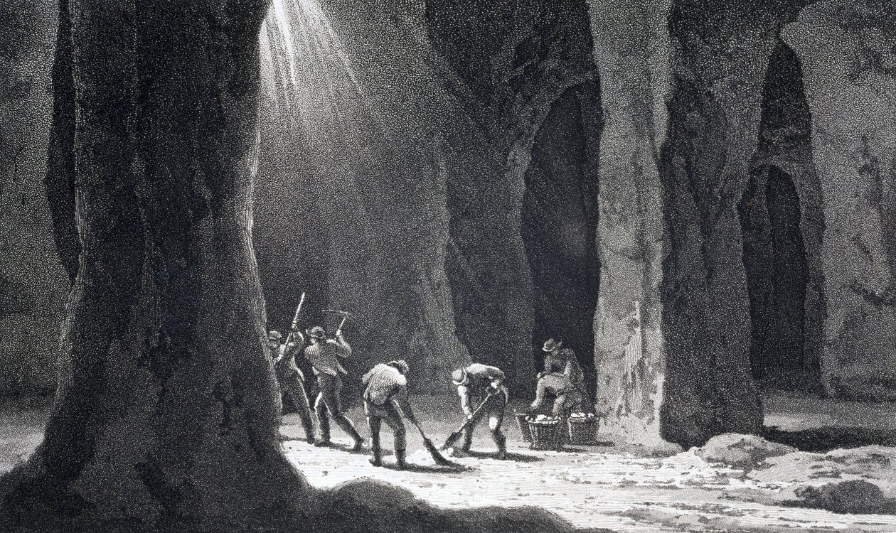 Těžba, sůl „Interiér solného dolu“ od Unbekannt