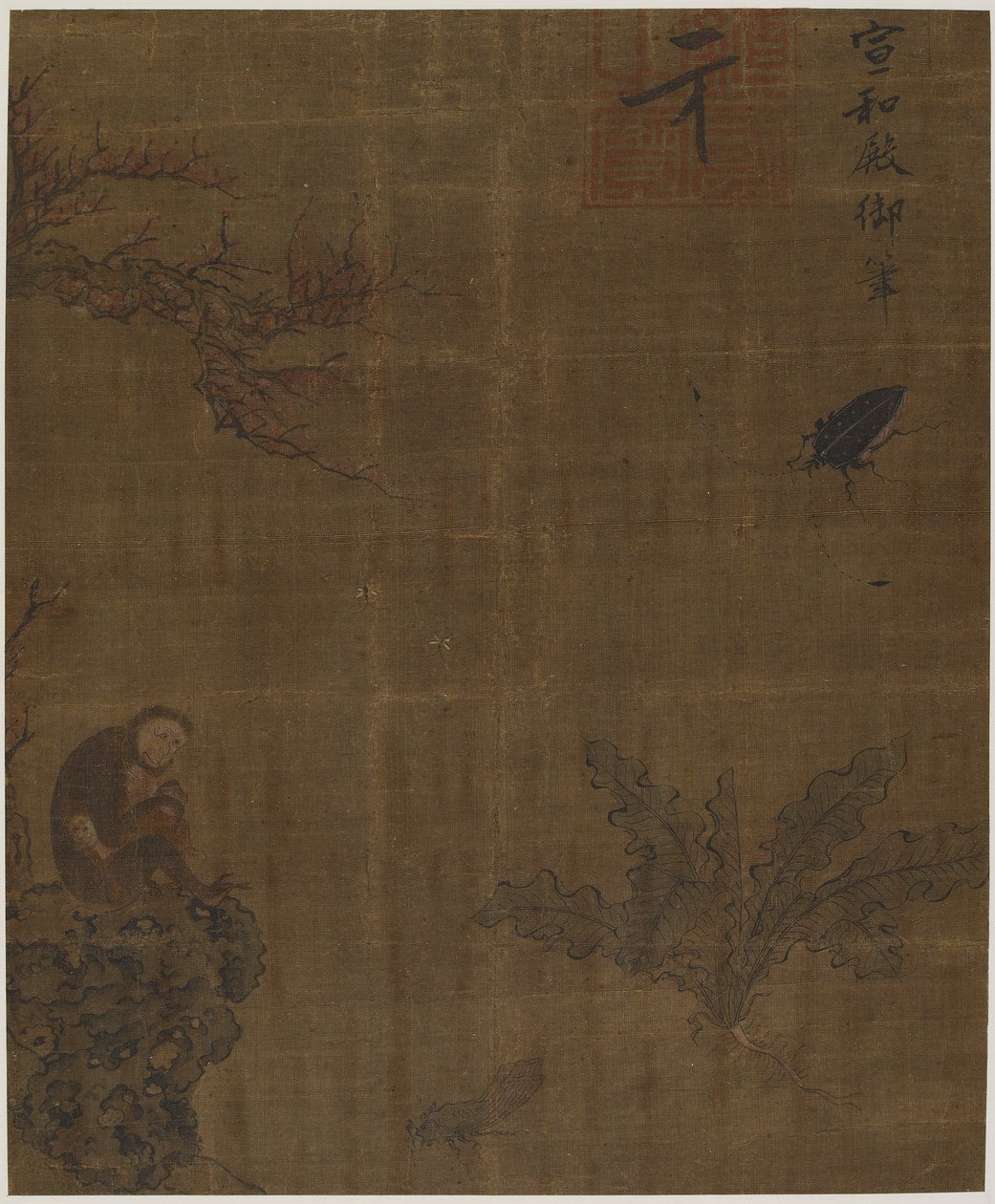 Opice, hmyz a zelí, možná dynastie Ming, 1368-1644. od Unbekannt