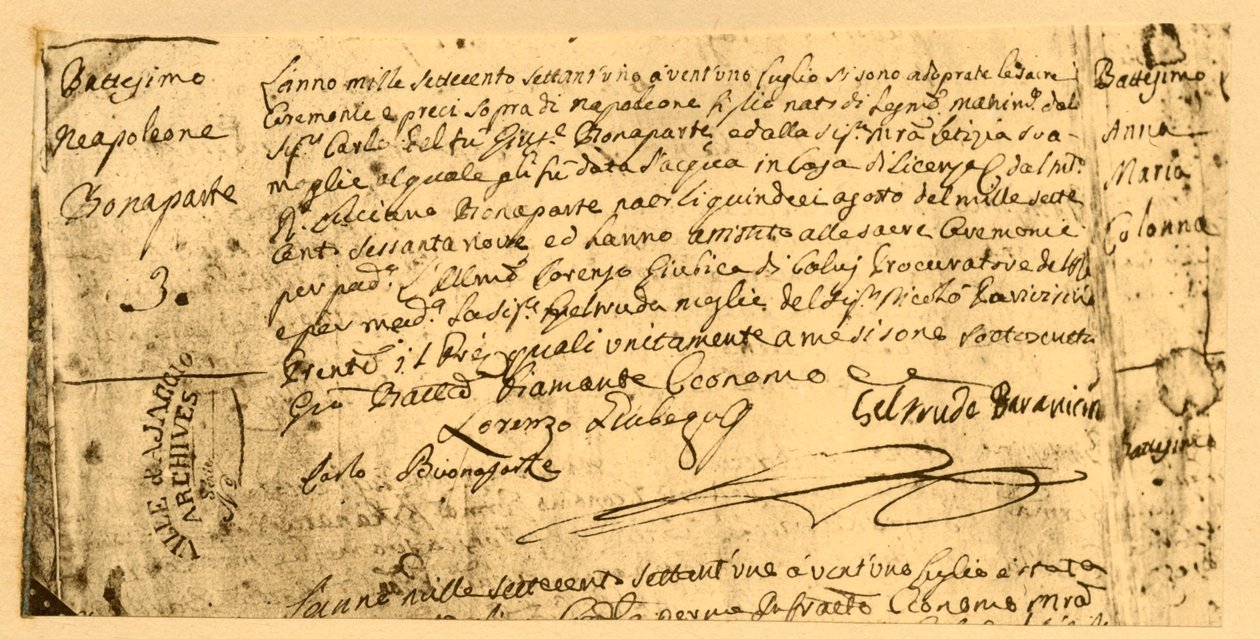 Napoleonův rodný list, 19. července 1782, 1921. od Unbekannt