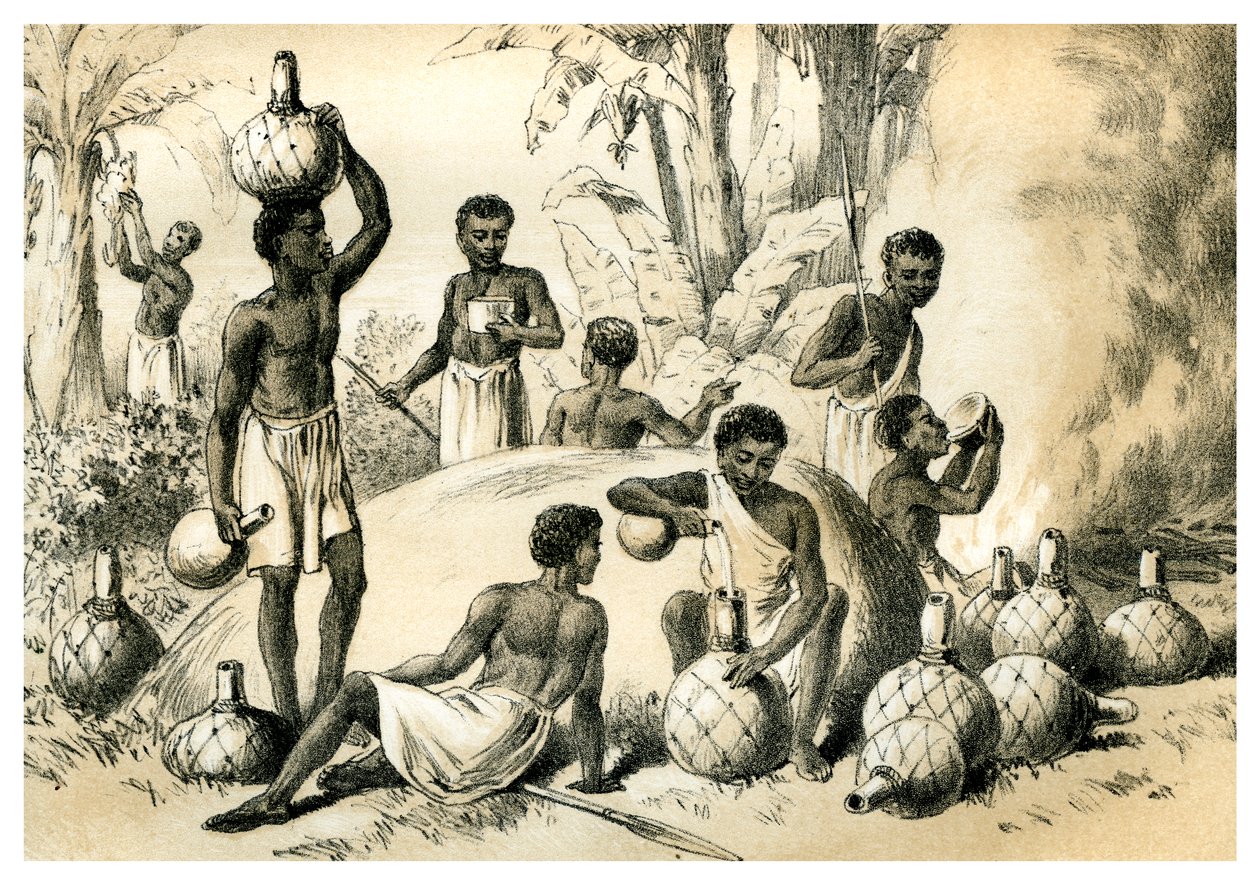 Domorodci vyrábějící Pombe, 1883 od Unbekannt