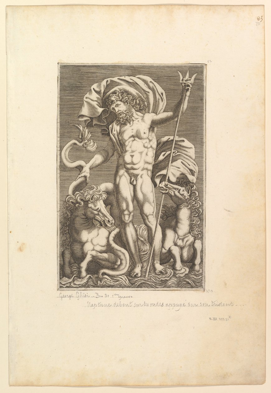 Neptun mezi dvěma mořskými koňmi, ca. 1560-80. od Unbekannt