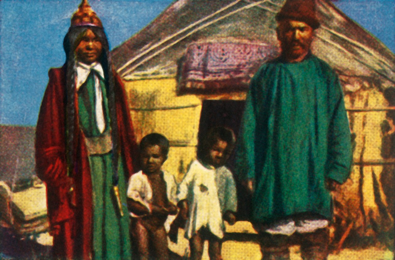 Nomádi mimo jejich jurtu, západní Mongolsko, c1928. od Unbekannt