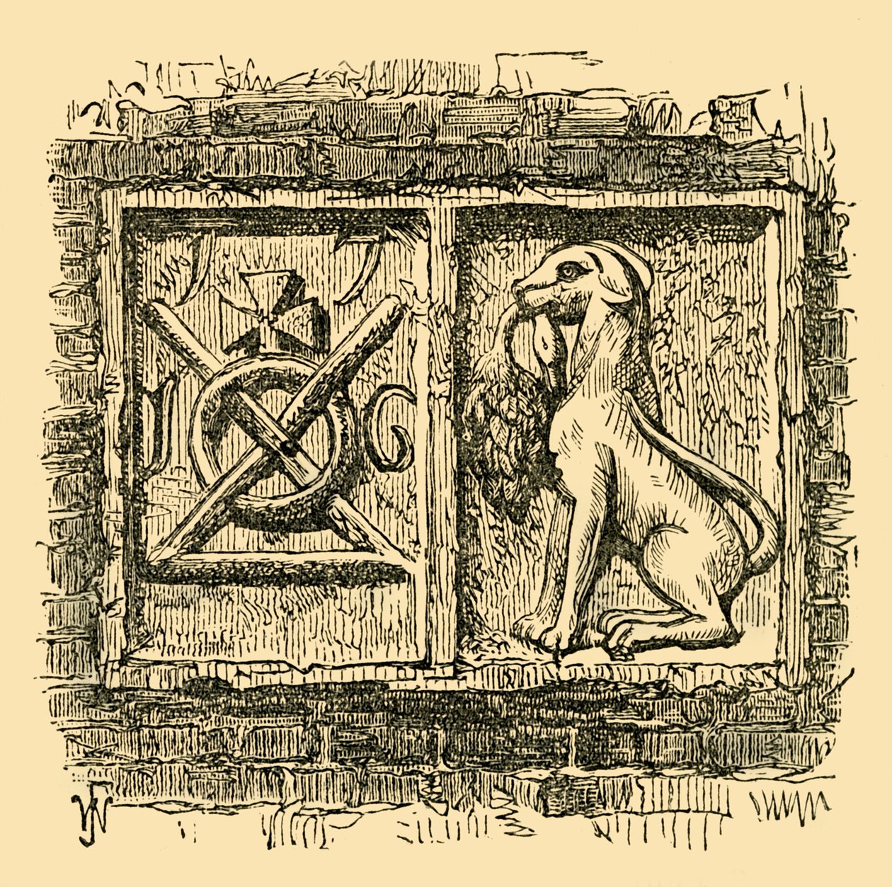 Staré znamení psa a kachny., c1878. od Unbekannt