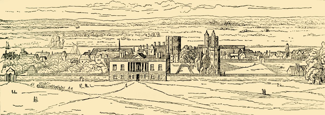 Starý pohled na Greenwichský palác. Po Hollar., c1878. od Unbekannt