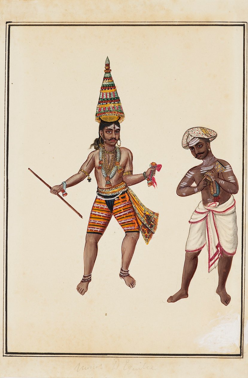 Dvojice mužských chrámových tanečníků, 1820-1825 od Unbekannt