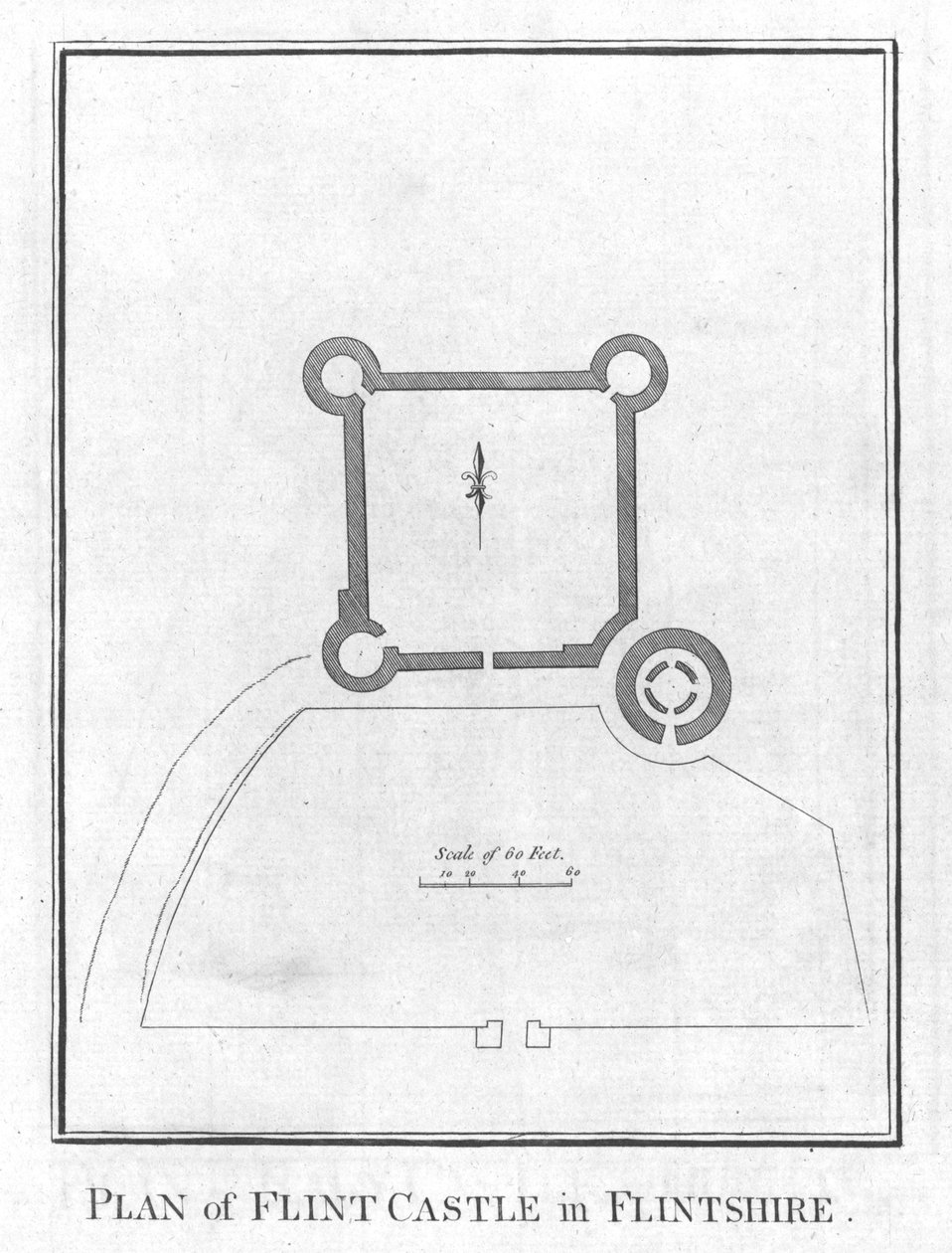Plán hradu Flint ve Flintshire., c1800 od Unbekannt