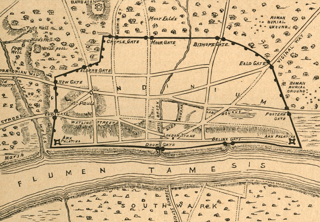 Plán římského Londýna, 1897. od Unbekannt