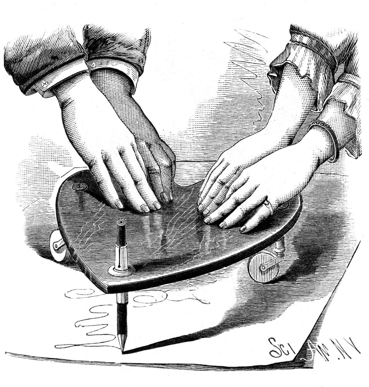 Planchette nebo ouija deska, 1885 od Unbekannt