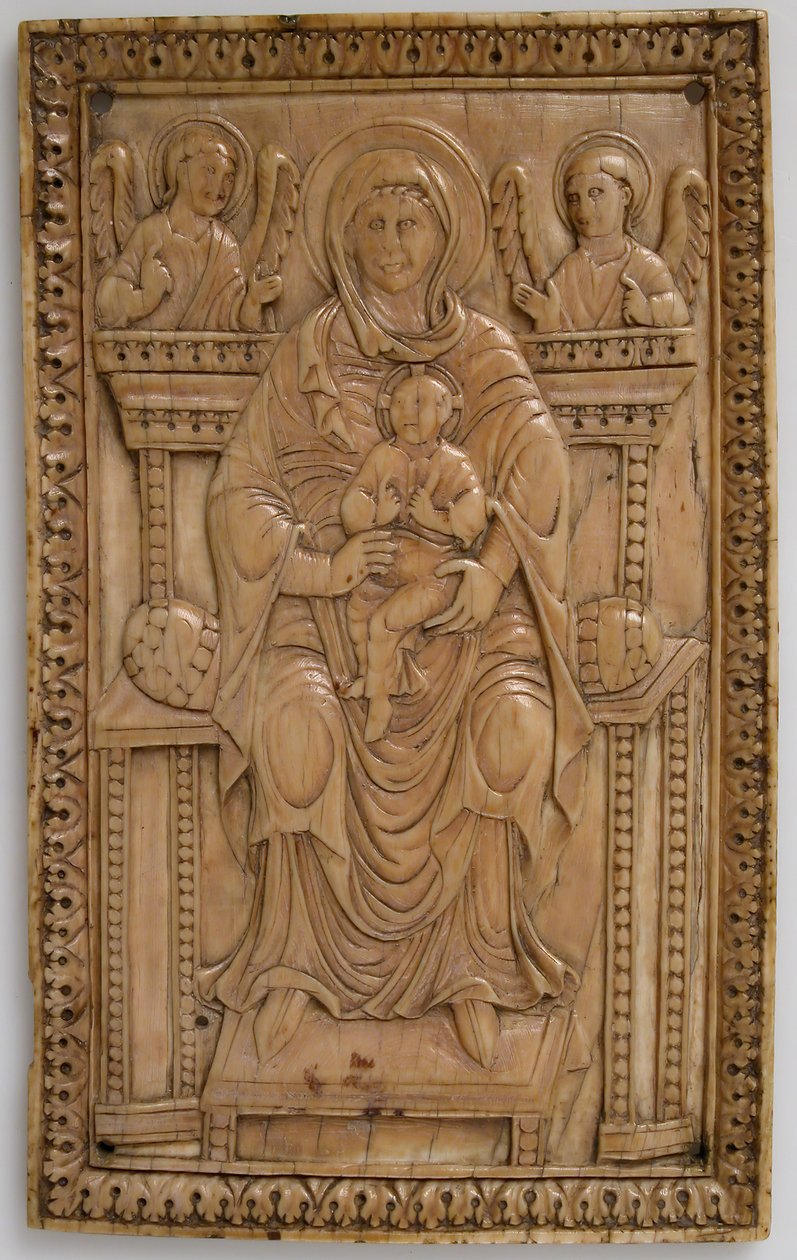 Deska s trůnící pannou a dítětem, karolínská, 850-875. od Unbekannt