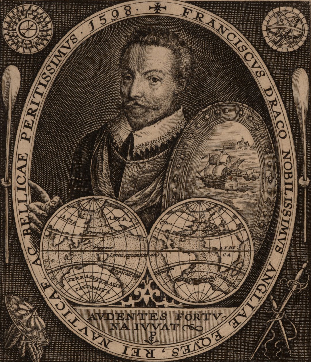 Portrét sira Francise Drakea, 1641. od Unbekannt