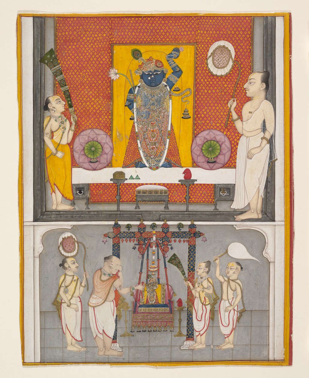 Kněží před Shri Nathji, ca. 1820. od Unbekannt