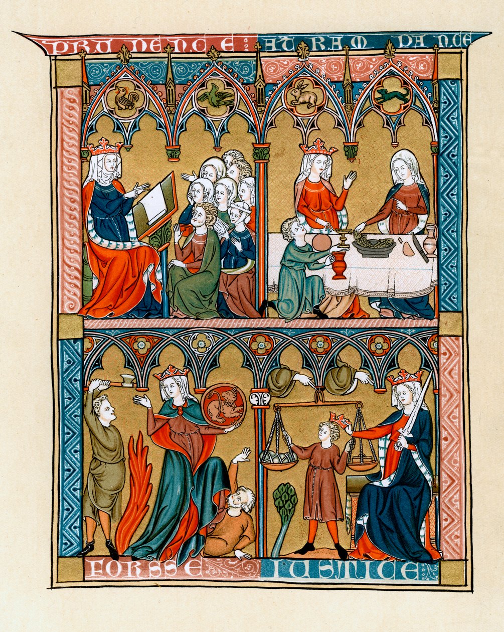 Obezřetnost, střídmost, statečnost a spravedlnost, 1290-1300 od Unbekannt
