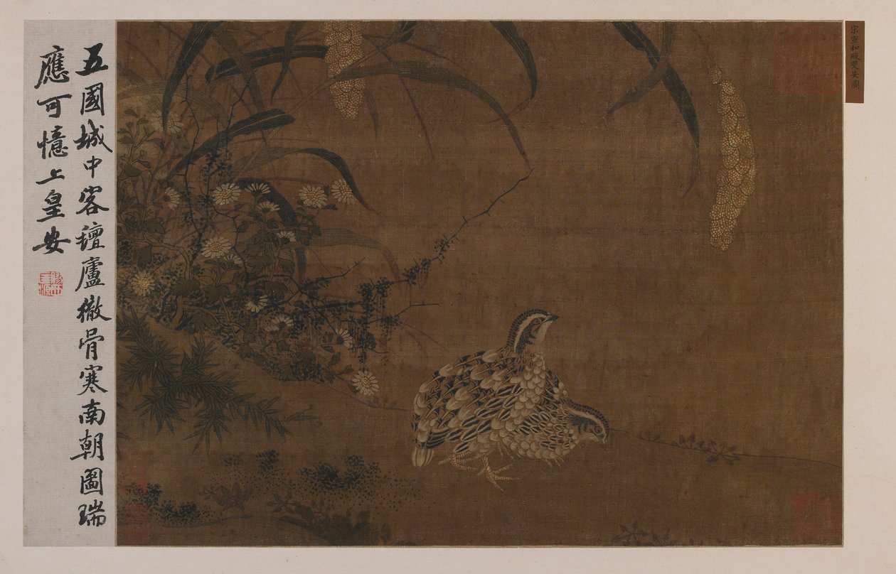 Křepelka a proso, dynastie Ming, 1368-1644. od Unbekannt