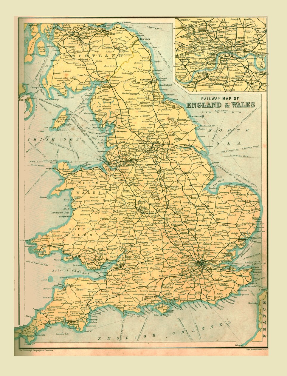 Železniční mapa Anglie a Walesu, 1902. od Unbekannt