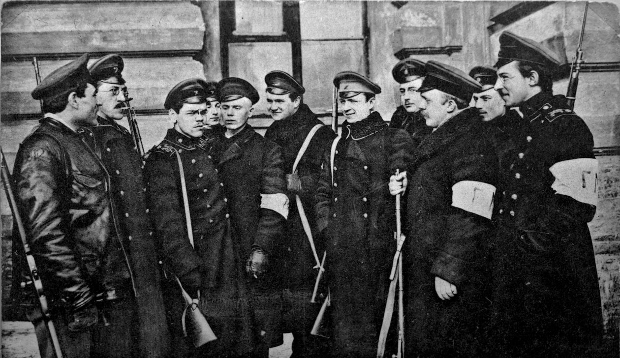 Revoluční studenti po únorové revoluci, Rusko, 1917. od Unbekannt