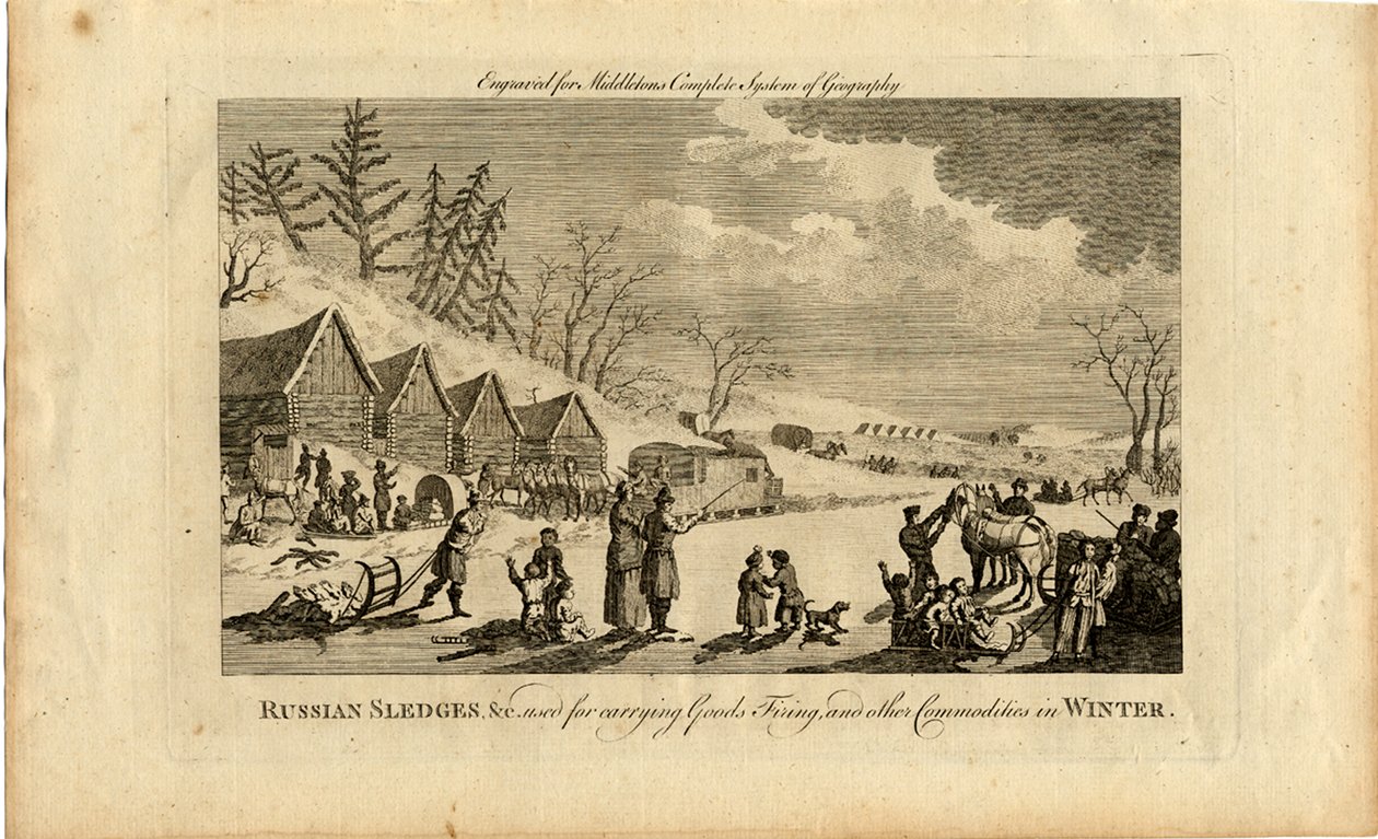 Ruské sáně v zimě, 1750 od Unbekannt