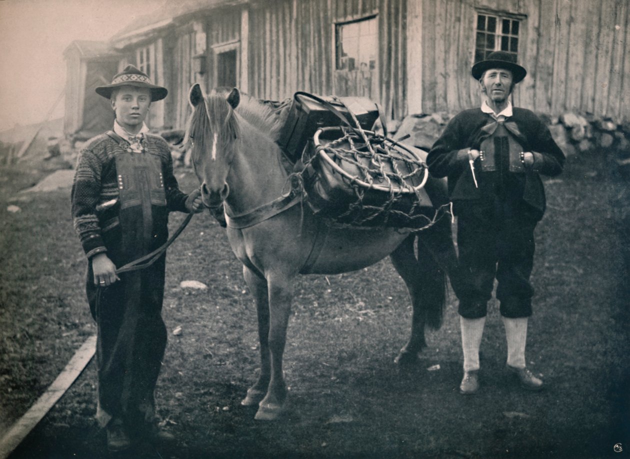 Saetersdalen Highlanders with Pack-Horse, 1914. od Unbekannt