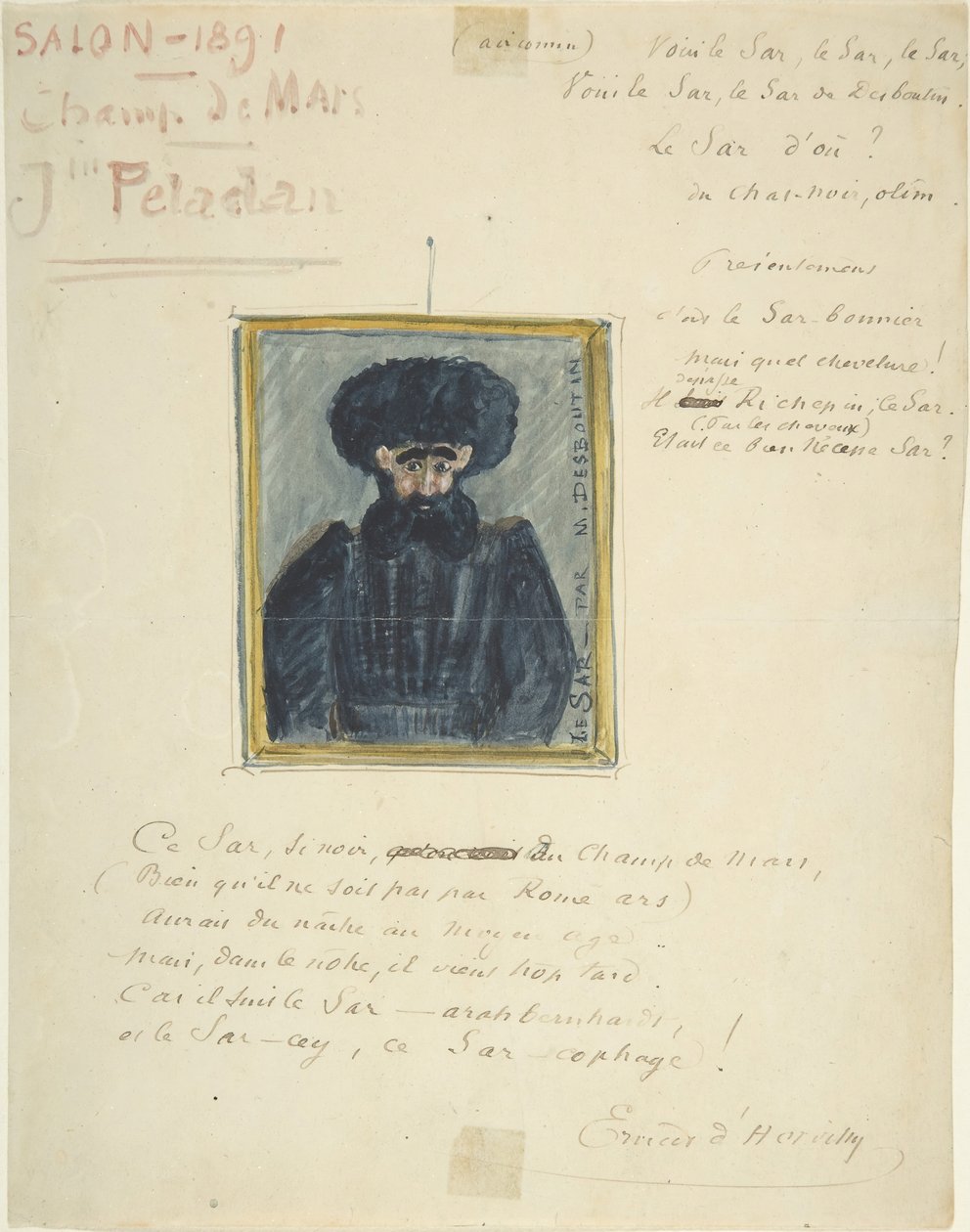 Satirická kresba Sâr Joséphin Peladana, 1891. od Unbekannt
