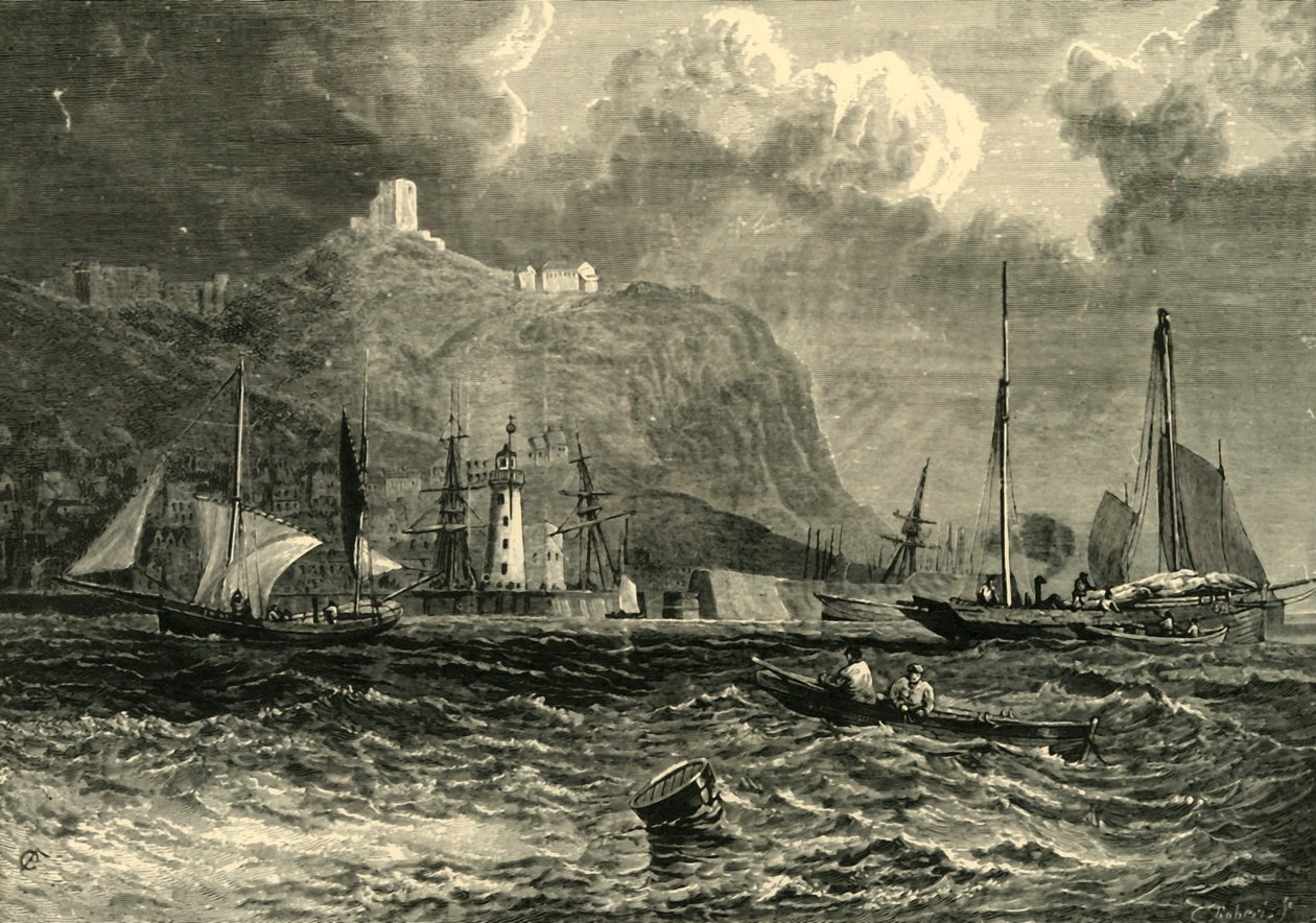 Hrad Scarborough, od moře, 1898. od Unbekannt
