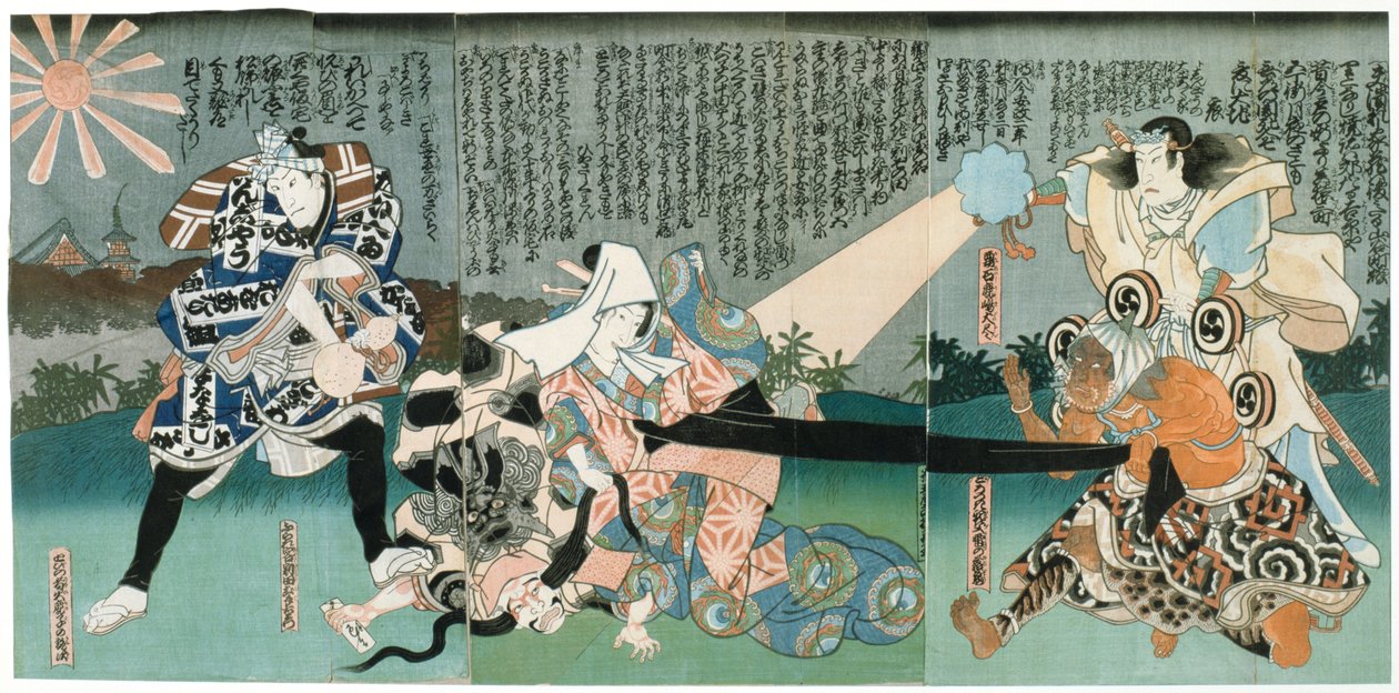 Scéna v divadle Kabuki, 19. století od Unbekannt