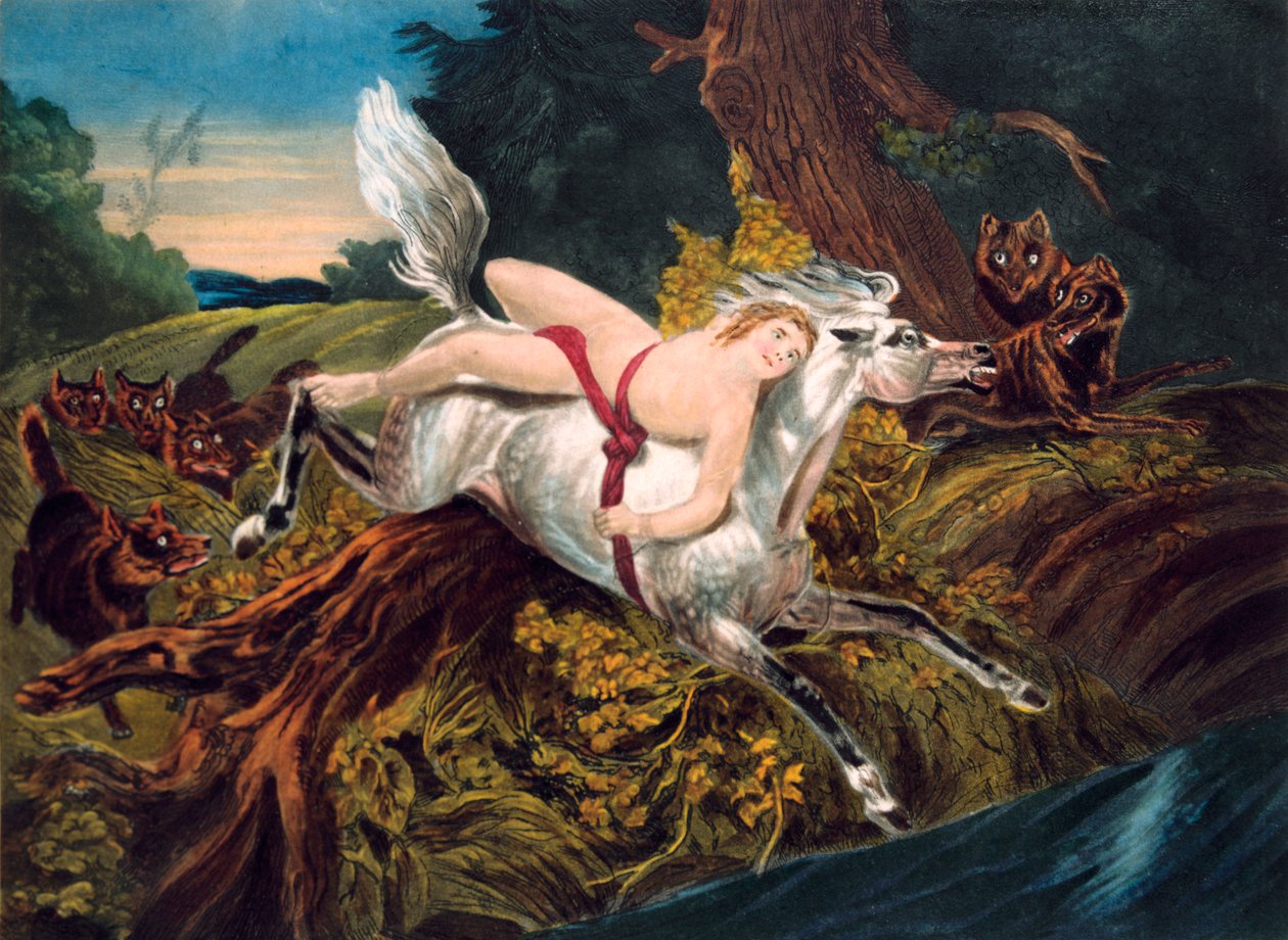 Scéna z Byronovy básně Mazeppa, c1820. od Unbekannt