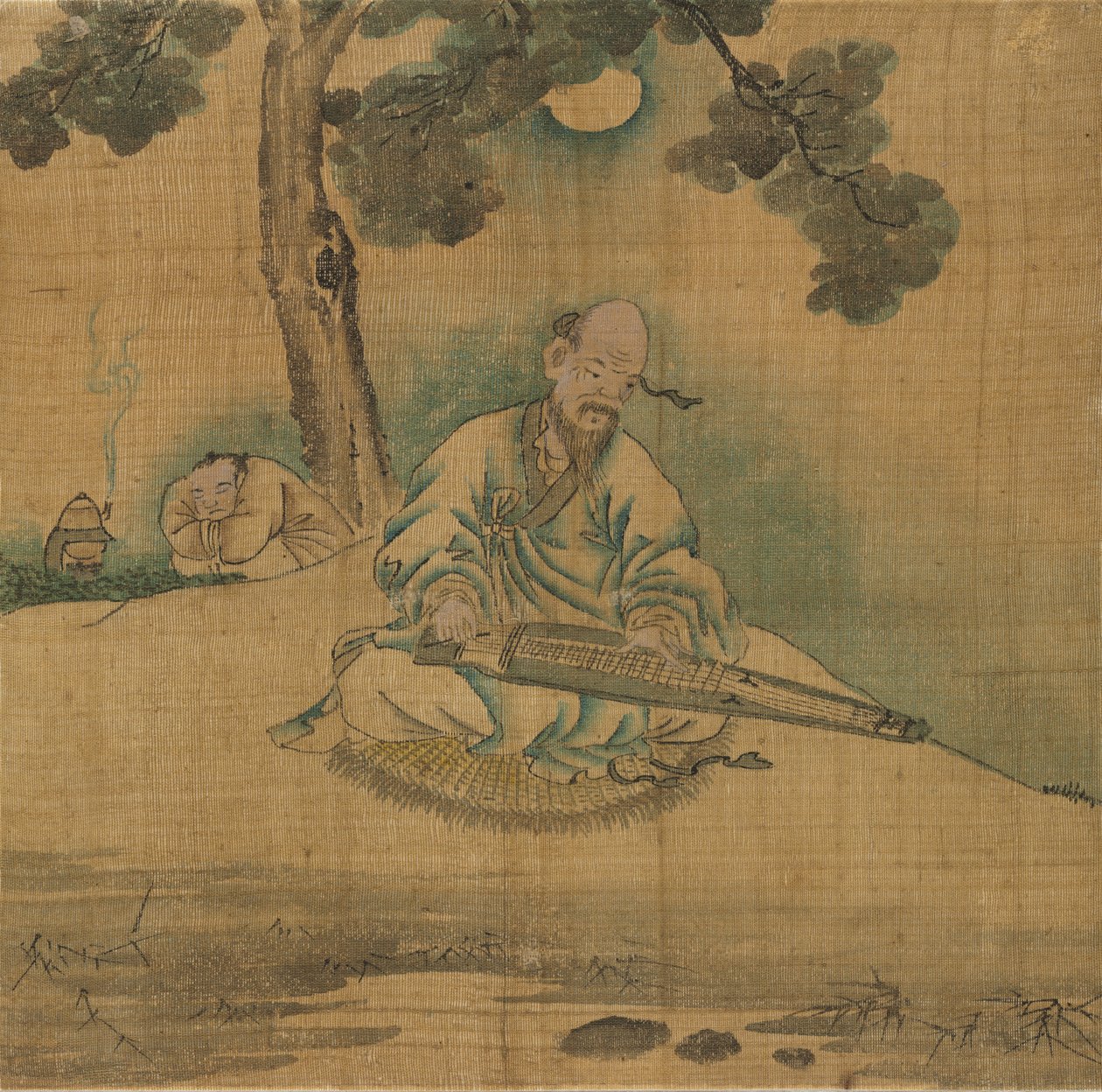 Scholar Playing a Qin, 1800s. od Unbekannt