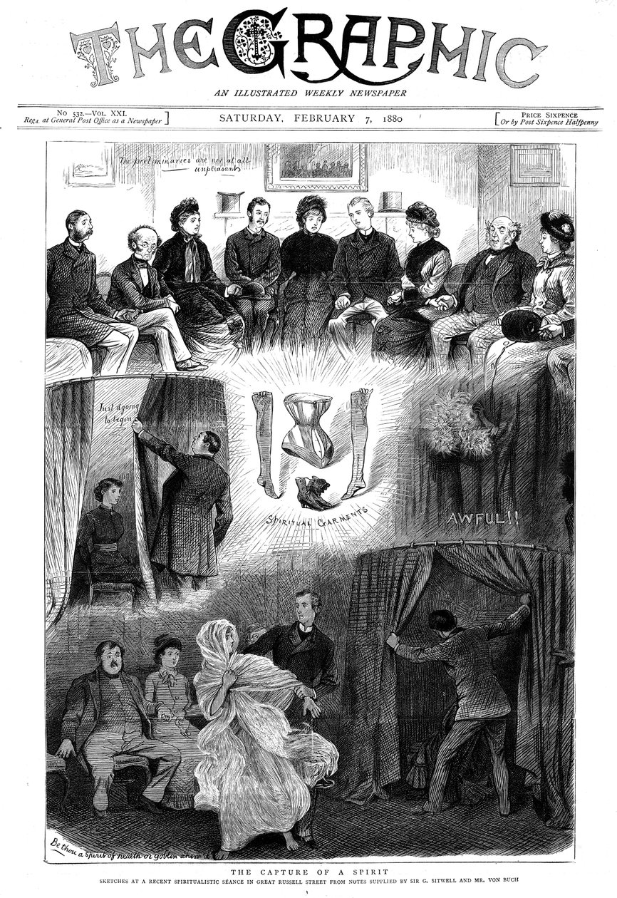 Spirit demaskován na londýnské seanci v roce 1880 od Unbekannt