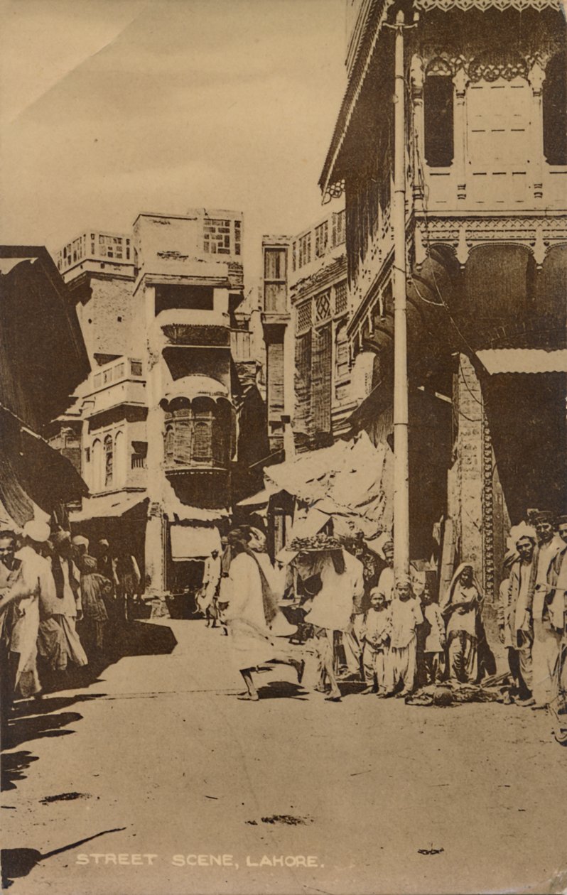 Pouliční scéna, Lahore, . od Unbekannt